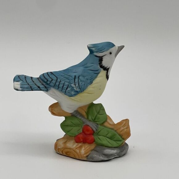 Lot Of 2 Vintage AVON Blue Jay Birds Porcelain On Branch Nest Ceramic Figurine - Picture 11 of 16